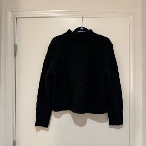American Eagle Mock Neck Cable Knit Black Sweater